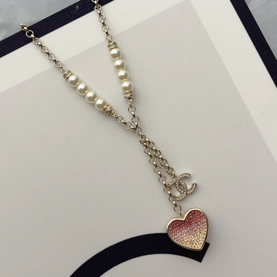 CCN009 CC Pink Heart Necklace earring bracelet collection - ccjewelryacc
