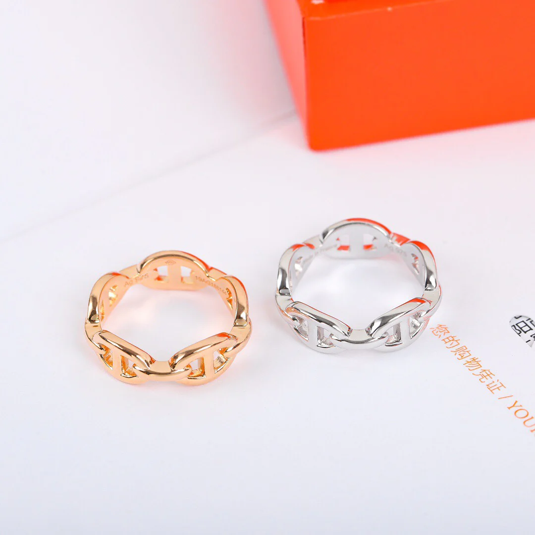 HMR013 Chaine d'ancre Enchainee ring, small model - ccjewelryacc