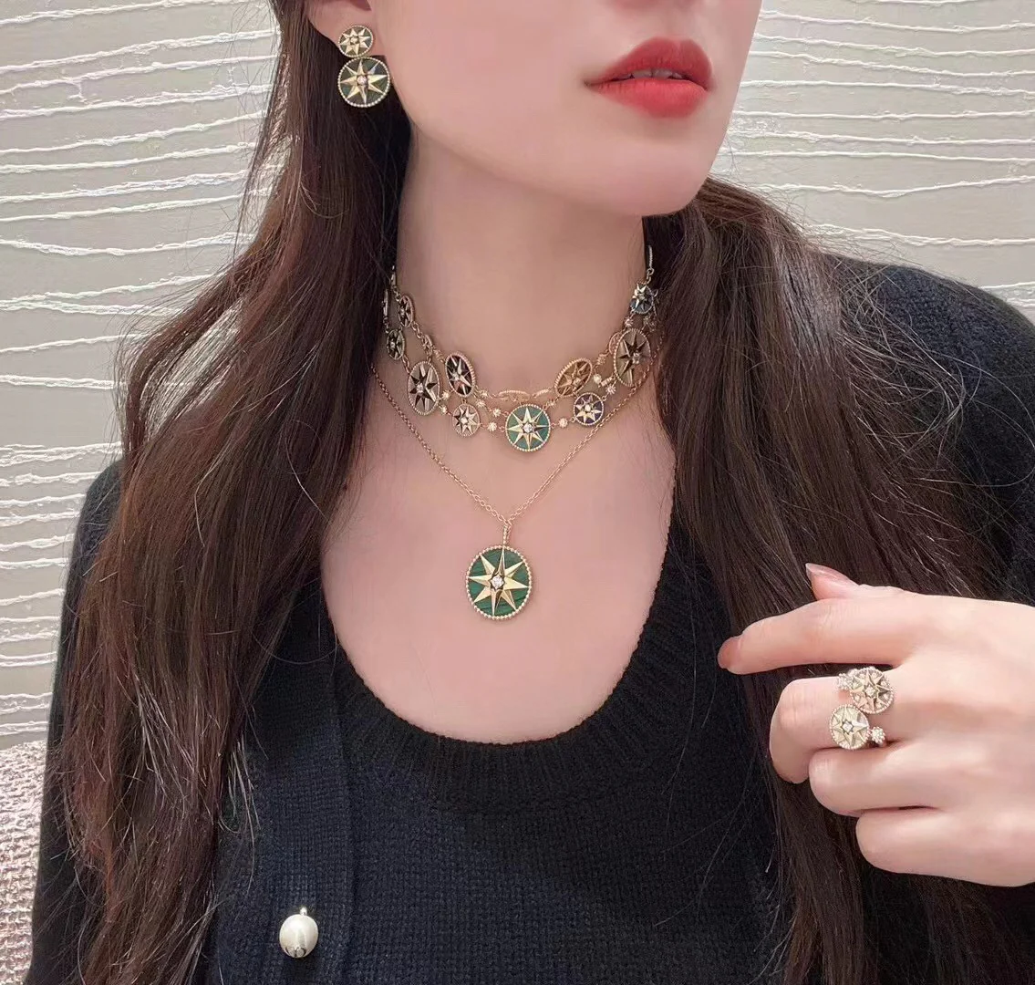 CDEV001 18K Gold Dior ROSE DES VENTS Earrings for Women - ccjewelryacc