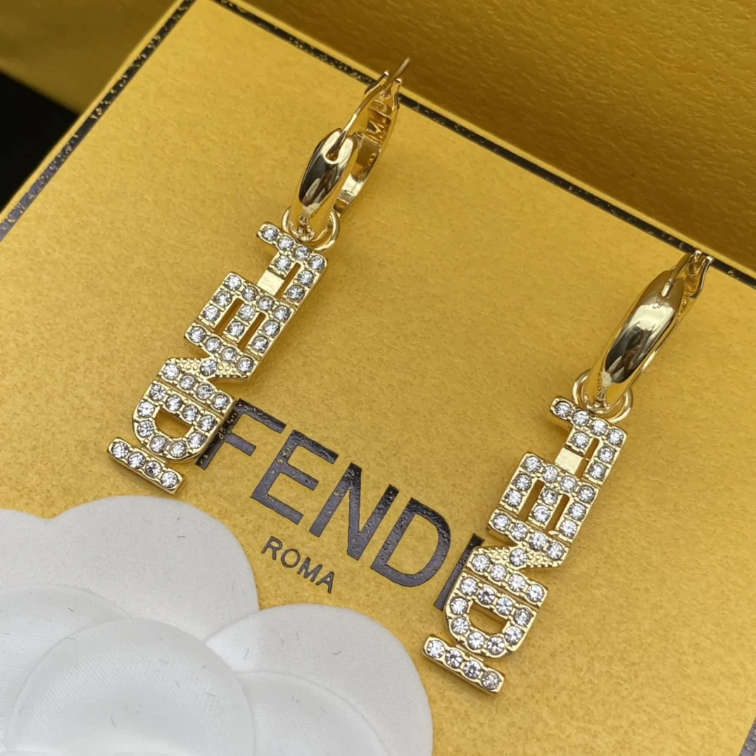 FDE023 Fendi gold hoops - ccjewelryacc