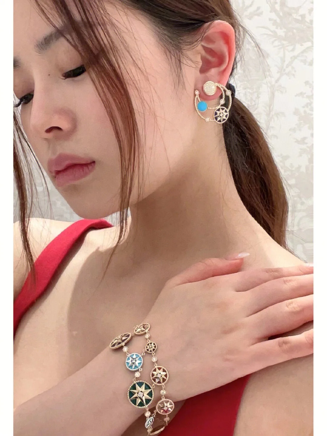 CDEV005 18K Gold Dior ROSE DES VENTS earrings - ccjewelryacc