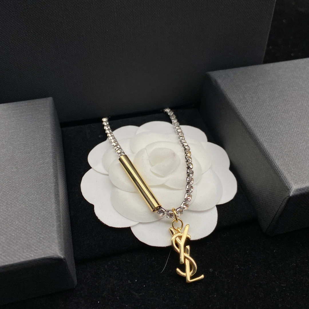 YYN006 Cassandre Embellished rhinestone necklace - ccjewelryacc