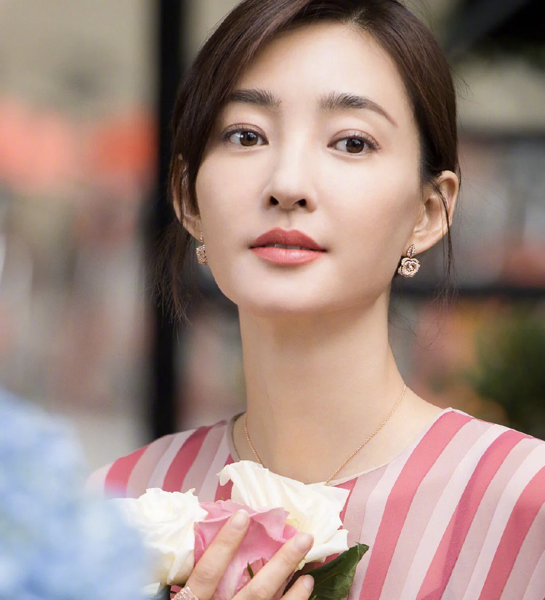 CDEV003 18k White /Rose gold diamond Rose Flower Dior Bagatelle Earrings - ccjewelryacc