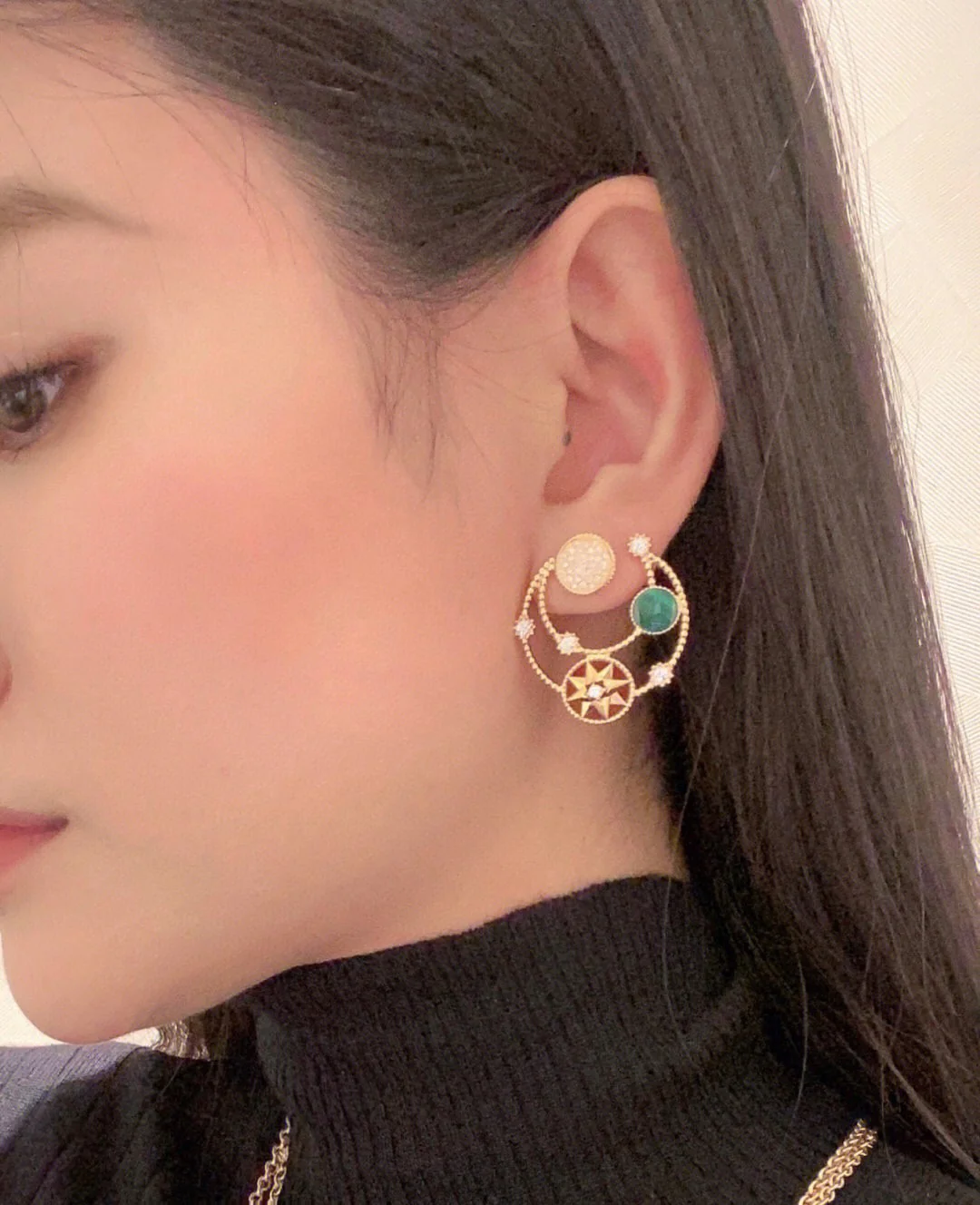 CDEV005 18K Gold Dior ROSE DES VENTS earrings - ccjewelryacc