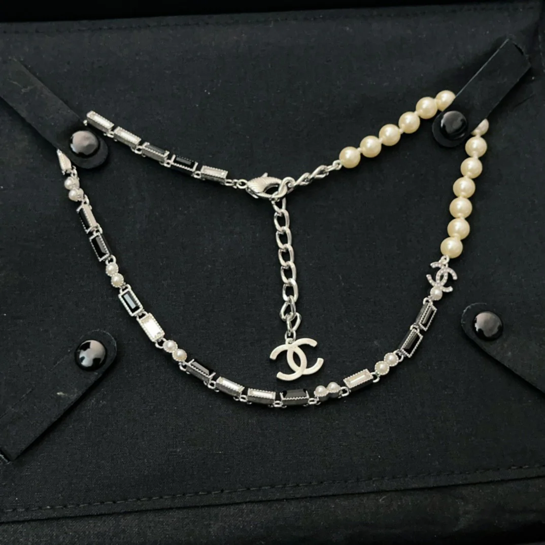 CCN003 23K CC Choker Necklace Silver Black - ccjewelryacc