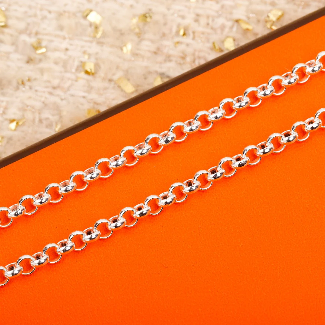 HMNS012 S925 Silver Women H Pig nose Chaine d'ancre Enchainee pendant necklace - ccjewelryacc