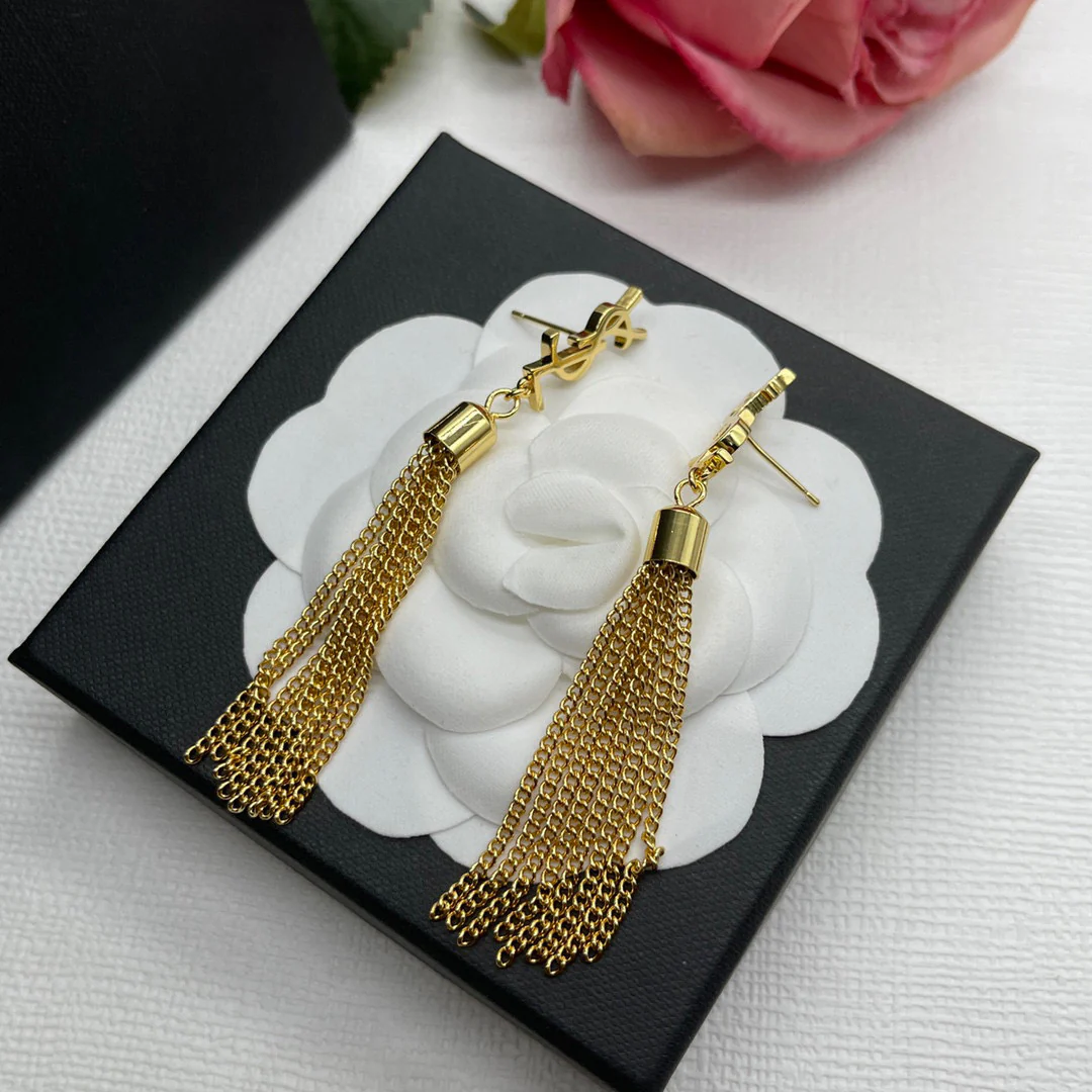 YYE005 YVES Monogram Tassel Earrings - ccjewelryacc