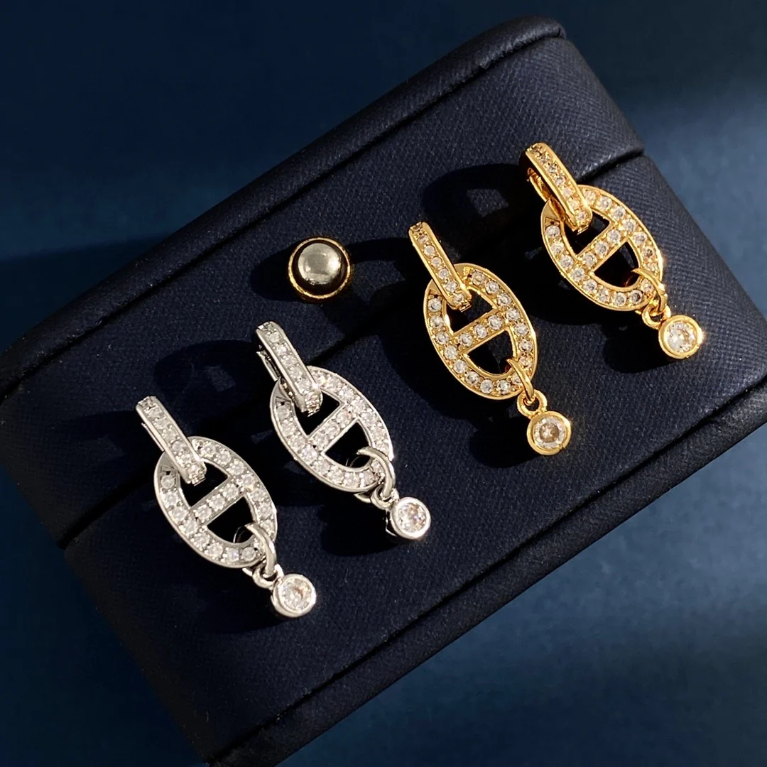 HME008  PM Chaine D'Ancre Enchainee Earrings - ccjewelryacc