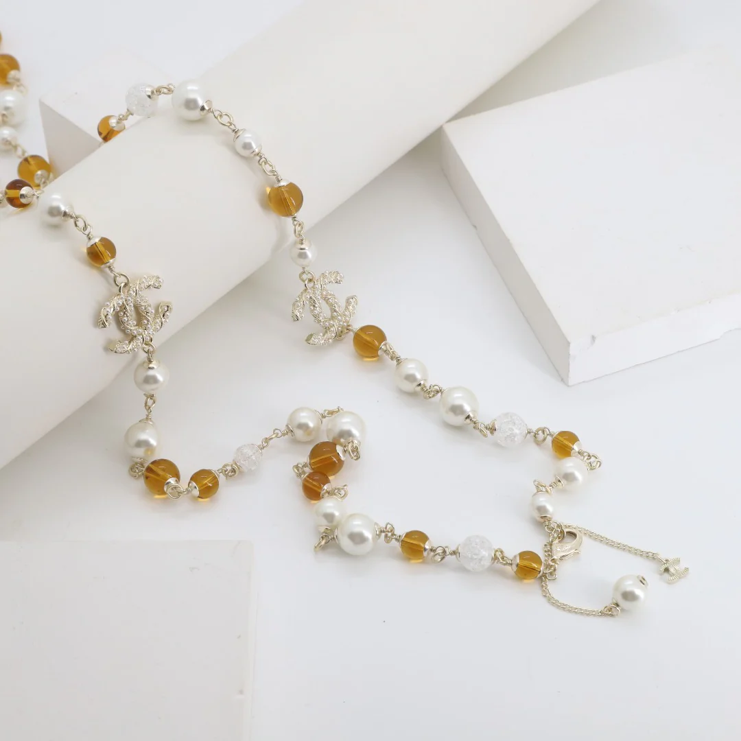 CCL029A High Quality CC Pearl Long Chain Necklace Pearl Sweater Chain - ccjewelryacc