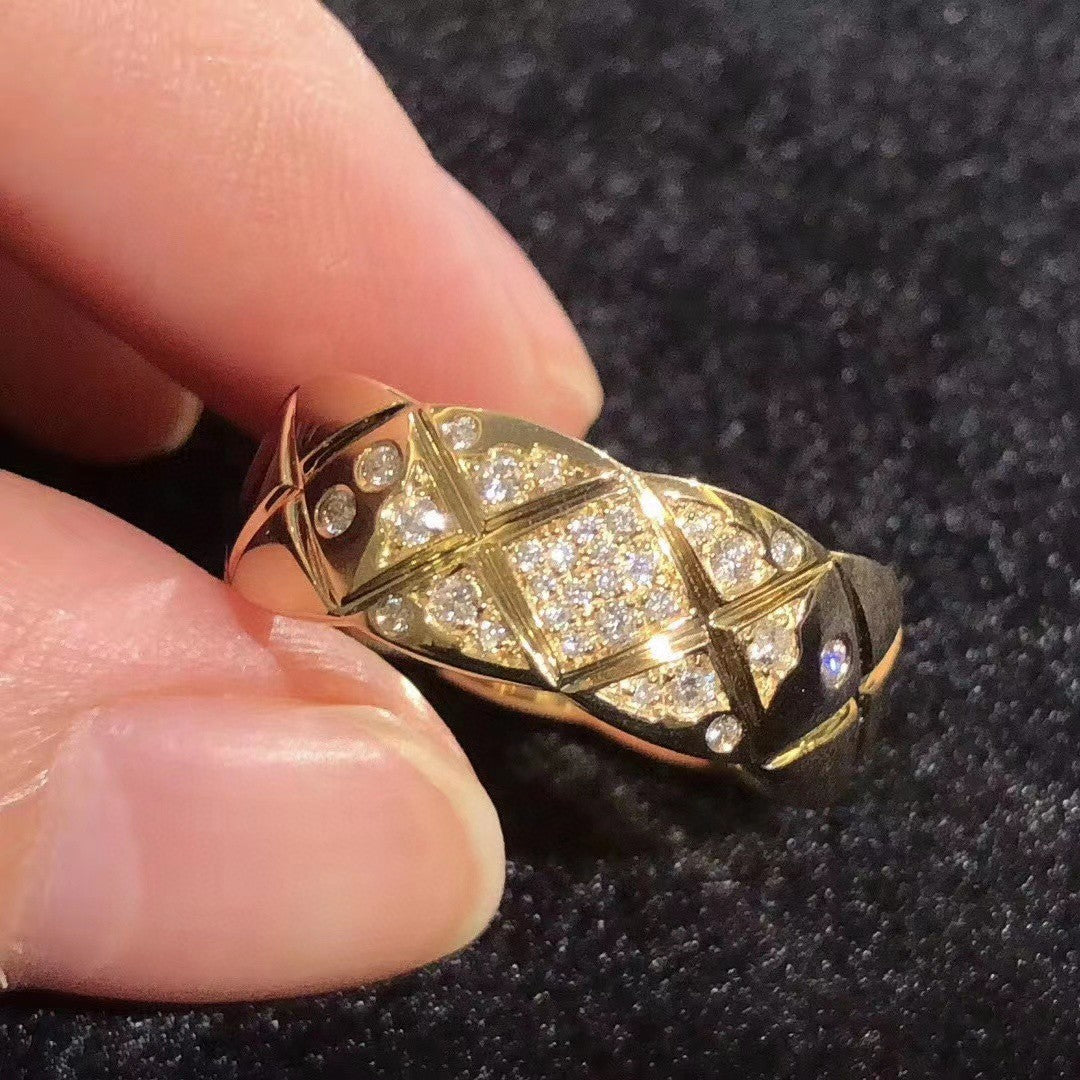 CCR8002B 7mm crush ring S925 Silver 18K Gold plating CC Ring - ccjewelryacc