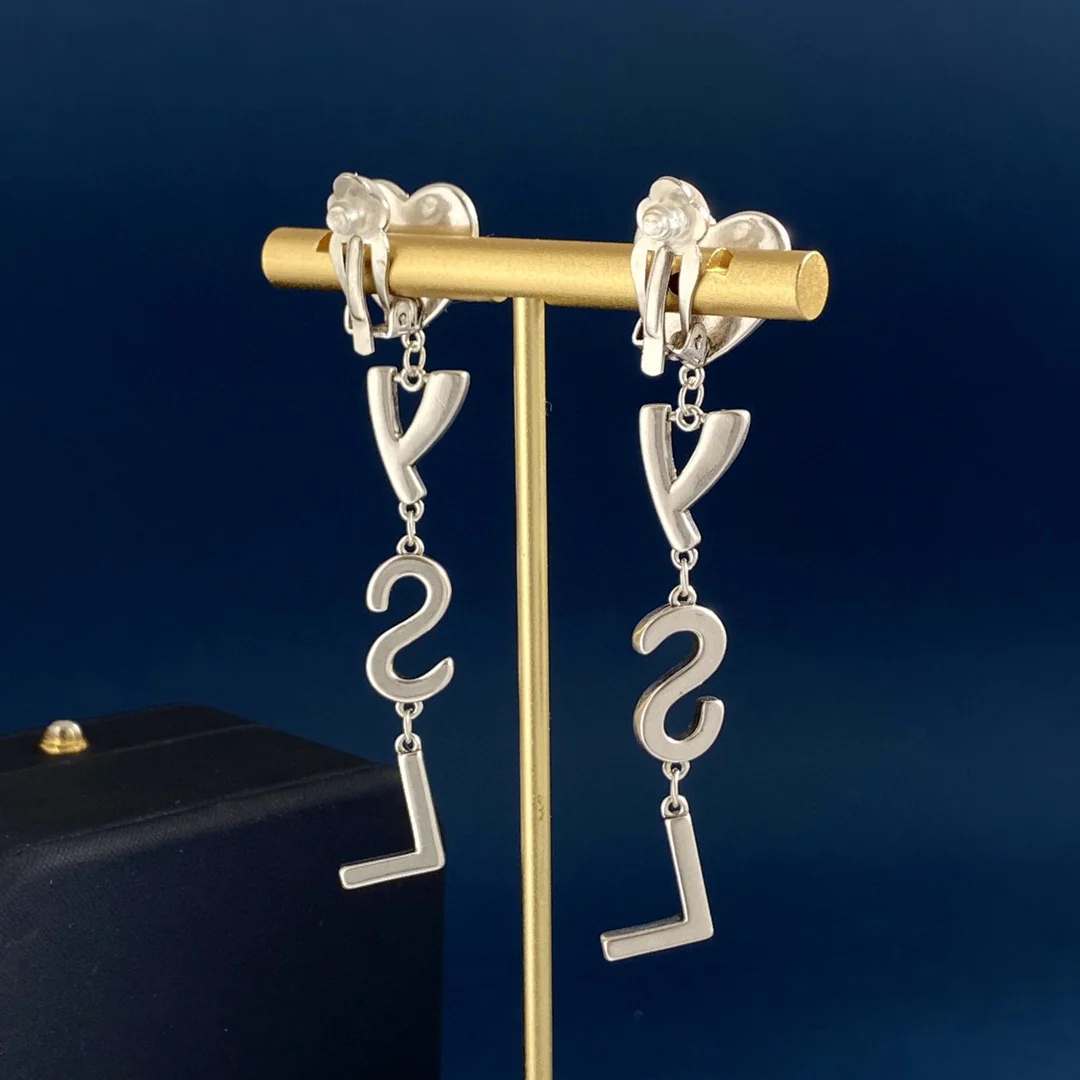 YYE004 YVES Opyum heart earrings clip in metal and crystal - ccjewelryacc