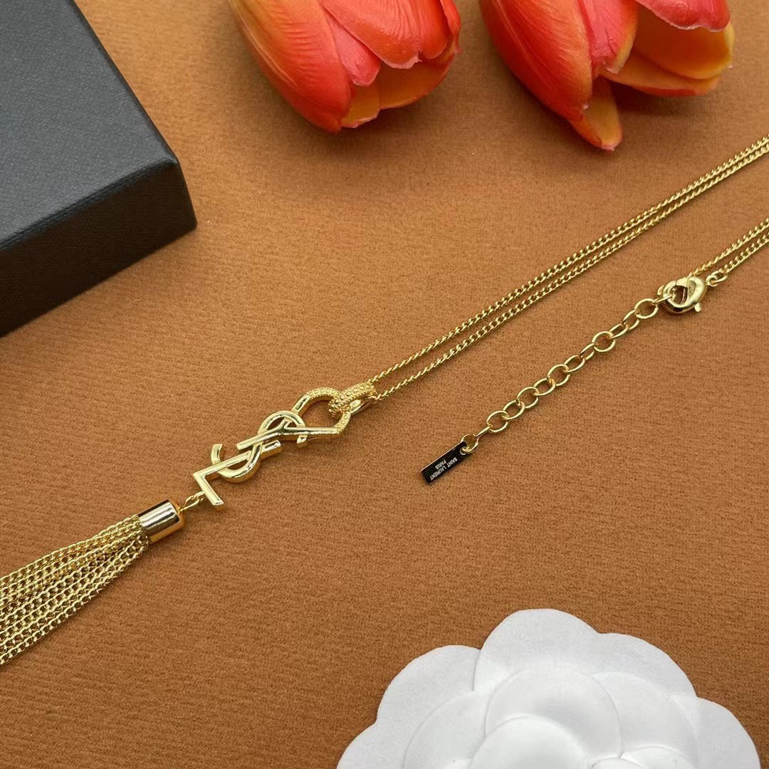 YYN003 CASSANDRE tassel necklace in metal - ccjewelryacc