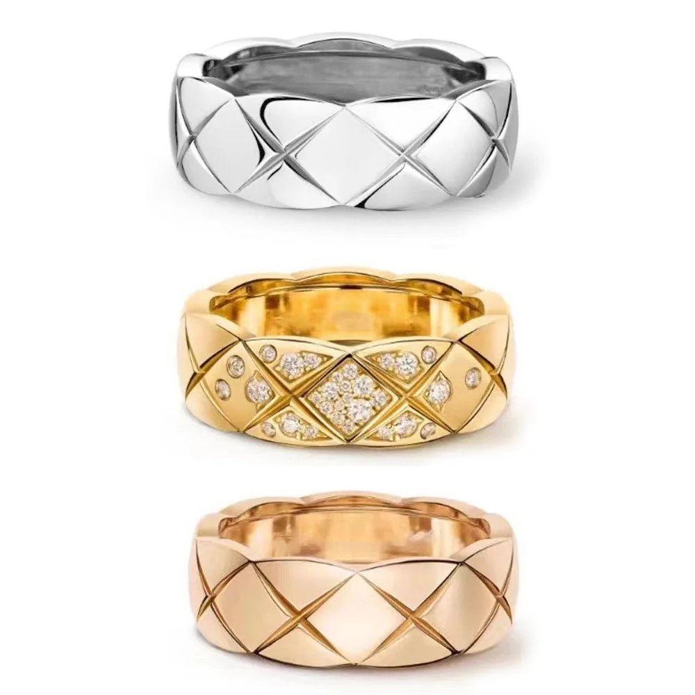 CCR8001B 7mm COCO crush ring cc ring Titanium steel Gold plating ring - ccjewelryacc