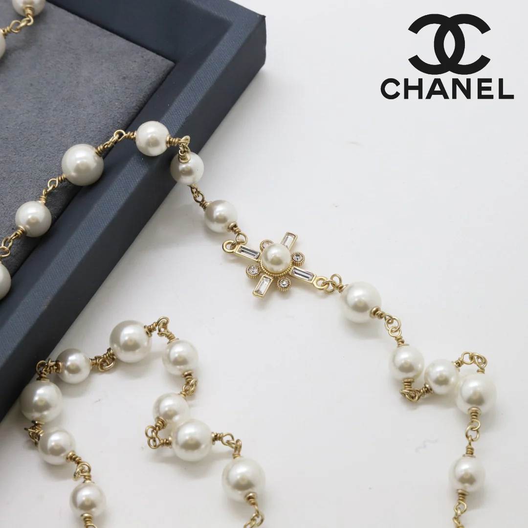 CCL022 High Quality CC Pearl Long Chain Necklace Pearl Sweater Chain - ccjewelryacc