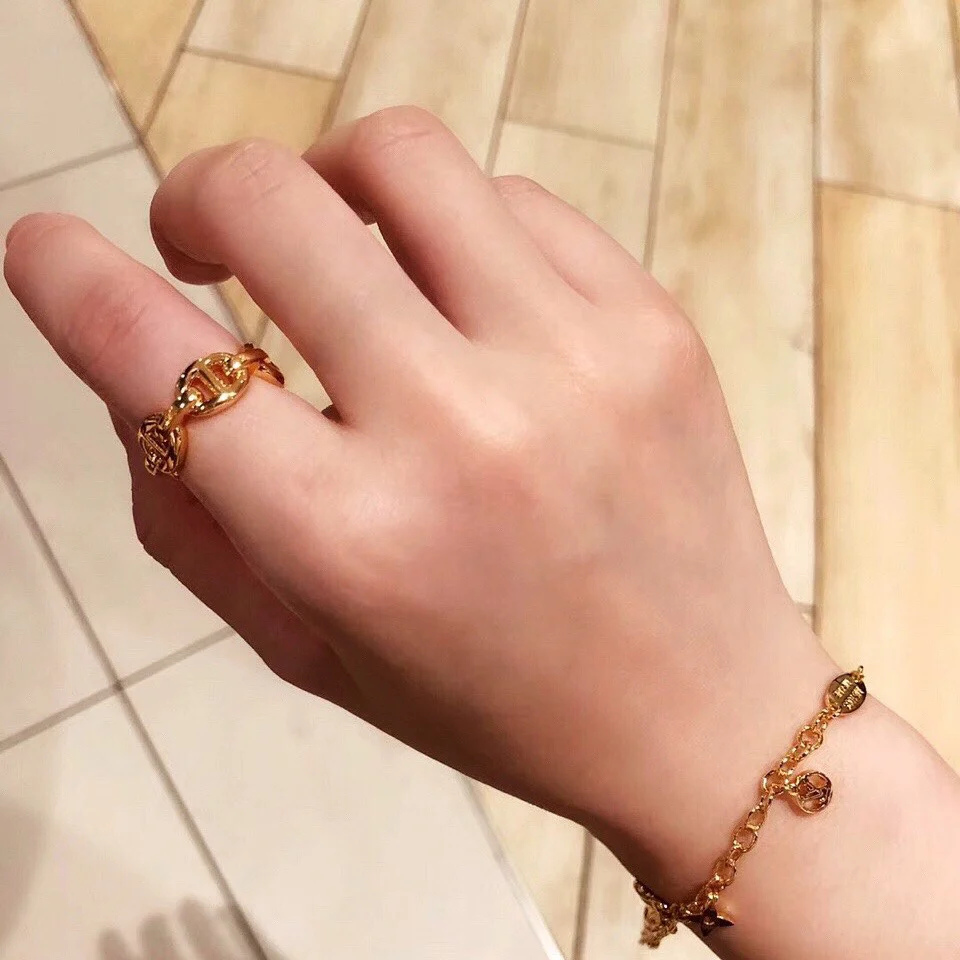 HMR013 Chaine d'ancre Enchainee ring, small model - ccjewelryacc