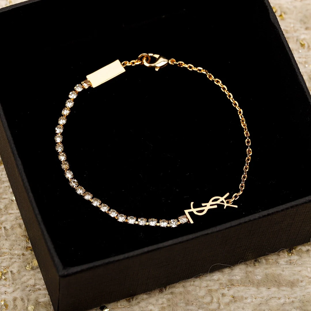 YYS003 CASSANDRE CHARM BRACELET IN METAL AND RHINESTONE - ccjewelryacc