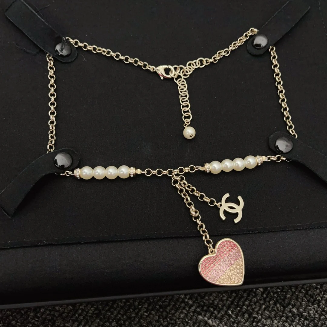 CCN009 CC Pink Heart Necklace earring bracelet collection - ccjewelryacc