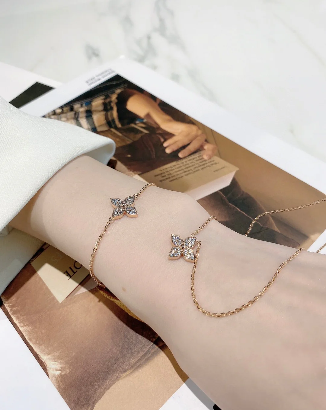 LVNS025 S925 Sterling Silver Top Quality Rose Gold STAR BLOSSOM Pendant Necklace For Women - ccjewelryacc