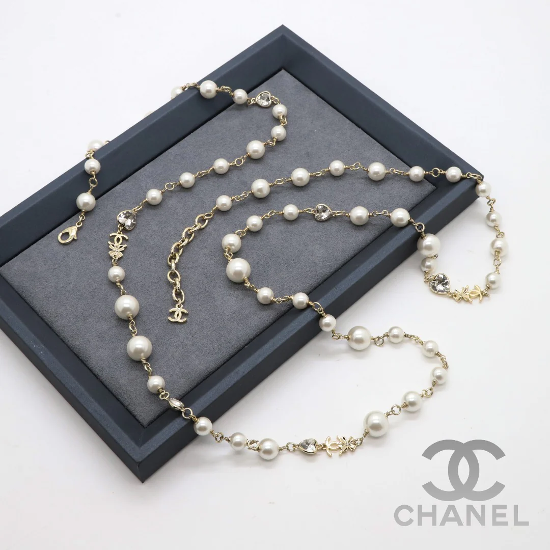 CCL027 High Quality CC Pearl Long Chain Necklace Pearl Sweater Chain - ccjewelryacc