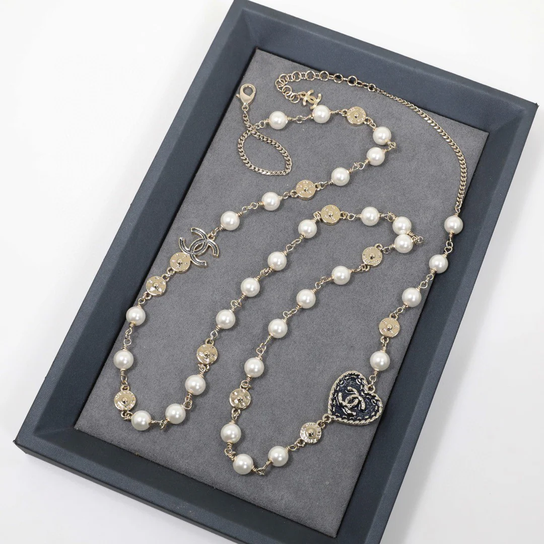 CCL331 24P Cowboy Jeans Heart CC sweater necklace CC long chain - ccjewelryacc