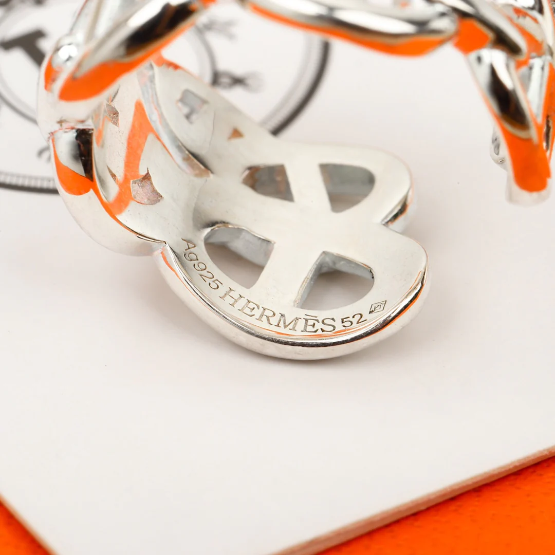 HMRS001 S925 Sterling Silver Chaine d'ancre Enchainee ring, large model - ccjewelryacc