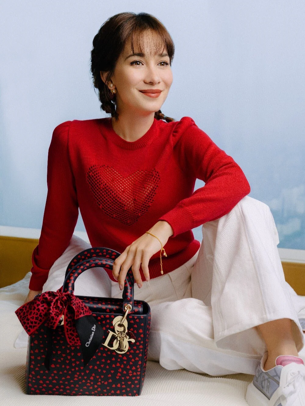 CDE242 Dior red heart tribales earrings - ccjewelryacc