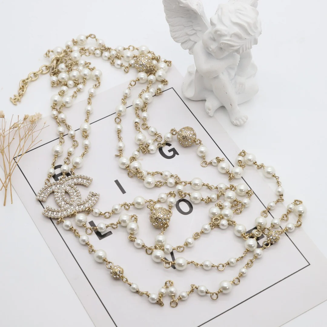 CCL035 High Quality Luxury Designer Pearl Sweater Chain - ccjewelryacc