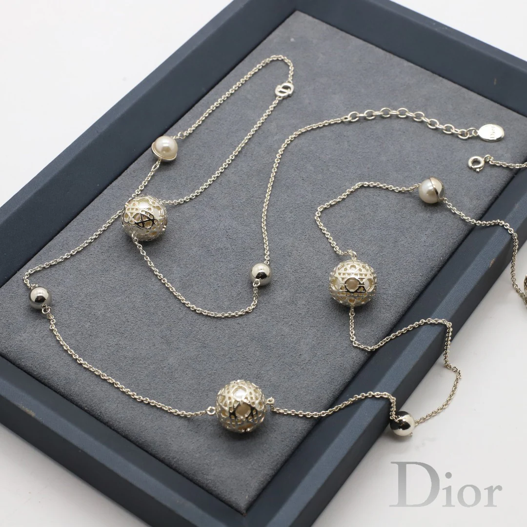 CDL005 High Quality CD Long Chain Necklace Pearl Sweater Chain - ccjewelryacc