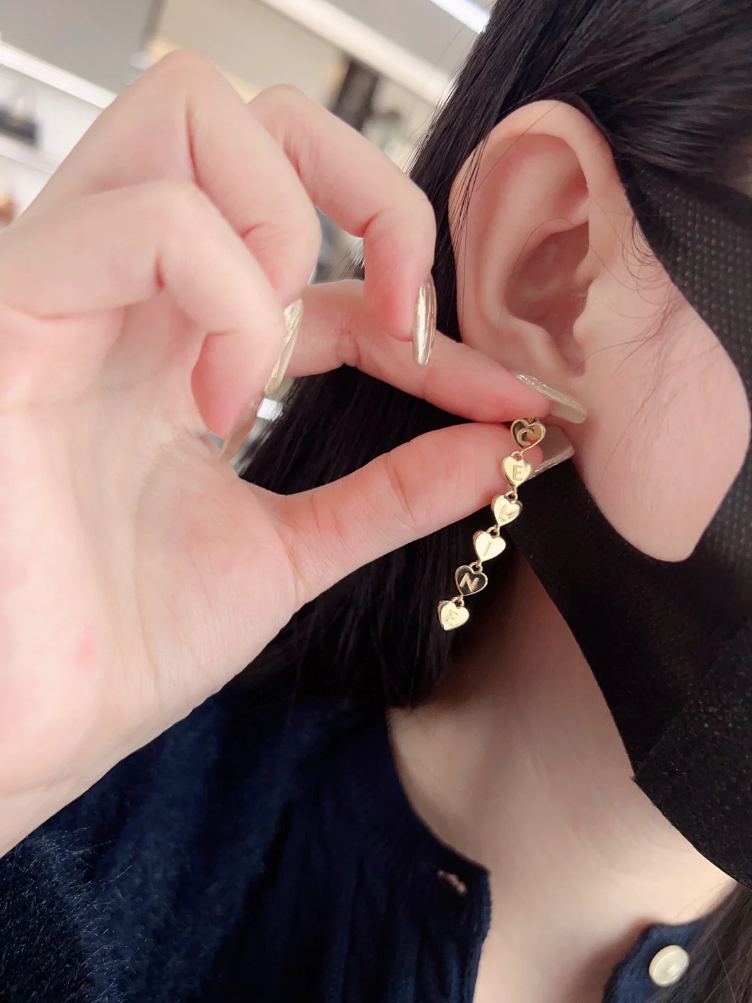 CLE020  Metal gold finish heart charms drop earring - ccjewelryacc