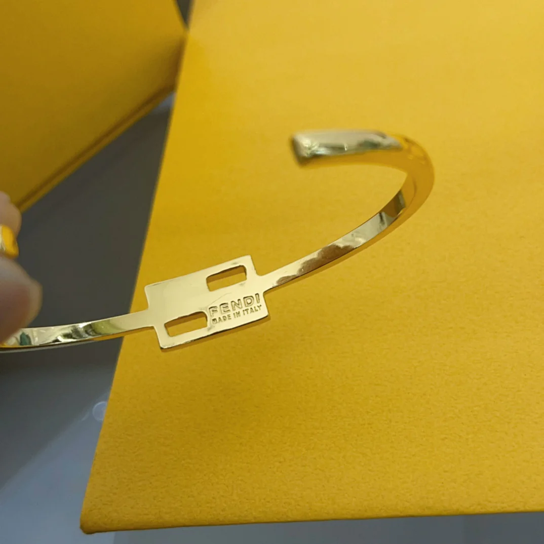 FDS004 Baguette Crystal Small F Cuff Bracelet - ccjewelryacc