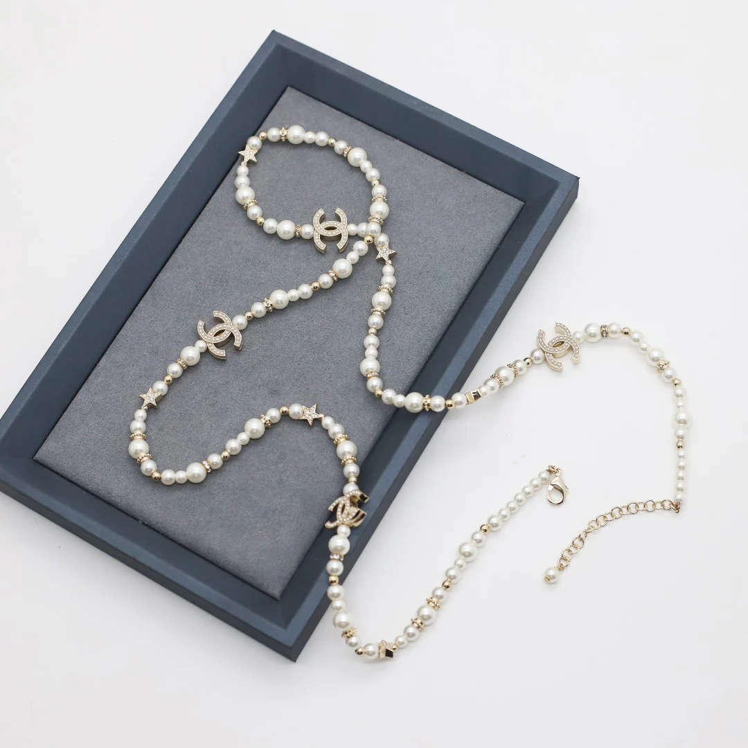 CCL003 CC Long chain pearl Necklace sweater chain - ccjewelryacc