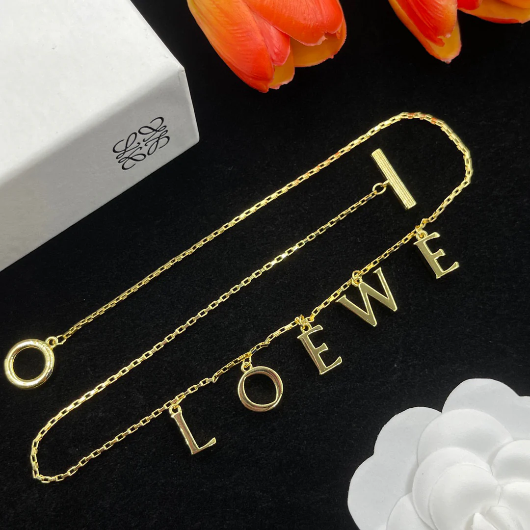LWN005 Loewi Anagram Letter charms Necklace - ccjewelryacc