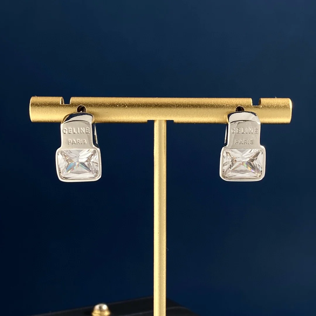 CLE024 Triomphe hook earring in metal and zircon - ccjewelryacc