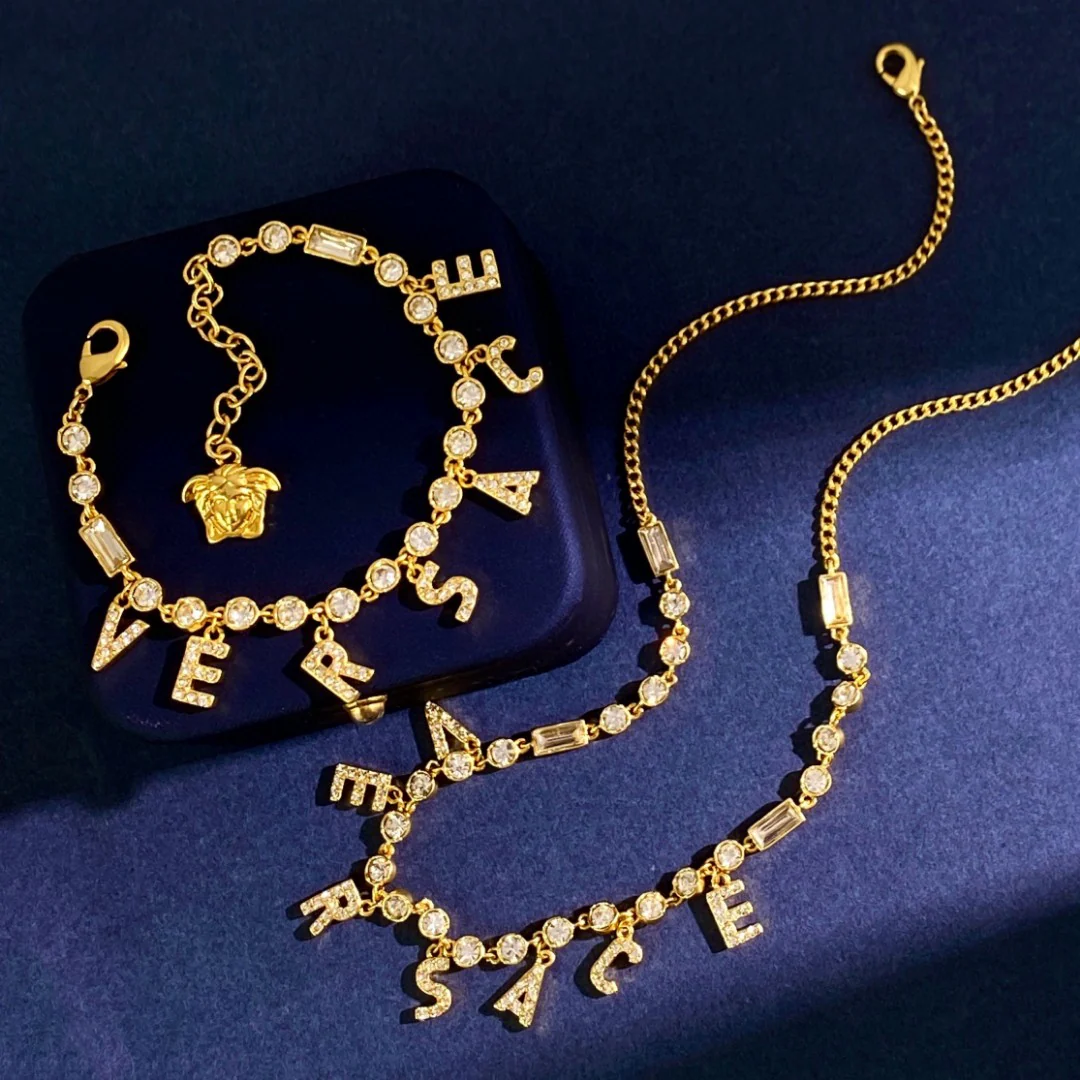 VSN017 Versace letters charm necklace and bracelet - ccjewelryacc