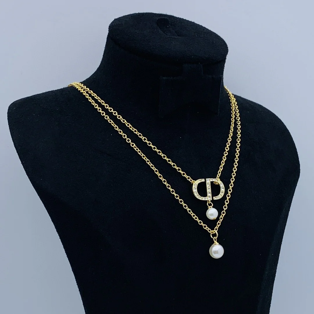 CDN182 High quality CD Double chain Pendant Necklace - ccjewelryacc