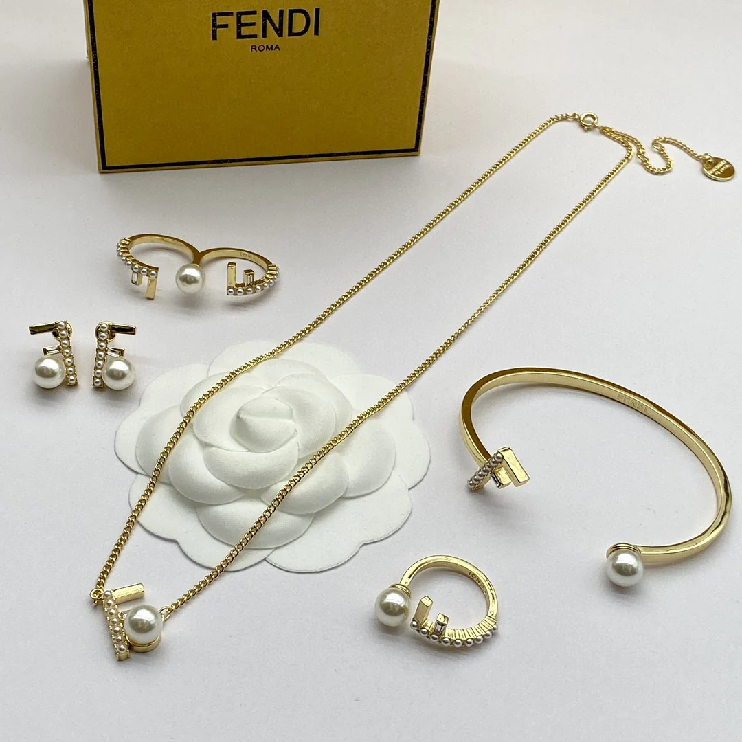 FDN017 fendi ff Necklace earring bracelet ring collection - ccjewelryacc