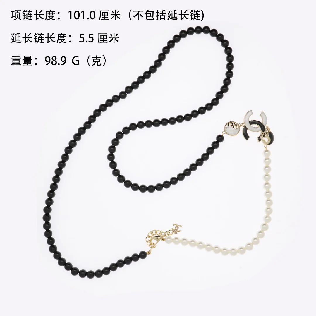 CCL025 High Quality CC Pearl Long Chain Necklace Pearl Sweater Chain - ccjewelryacc