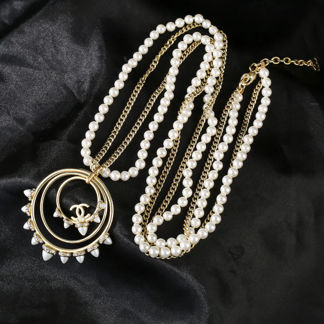 CCL047 CC Long necklace pearl Sweater Chain - ccjewelryacc