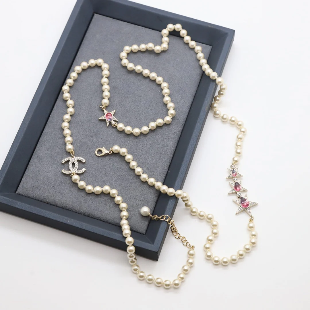 CCL012 High quality CC Pearl Long Chain Necklace Pearl sweater chain - ccjewelryacc