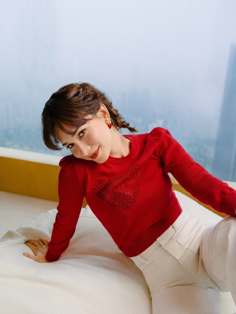 CDE242 Dior red heart tribales earrings - ccjewelryacc