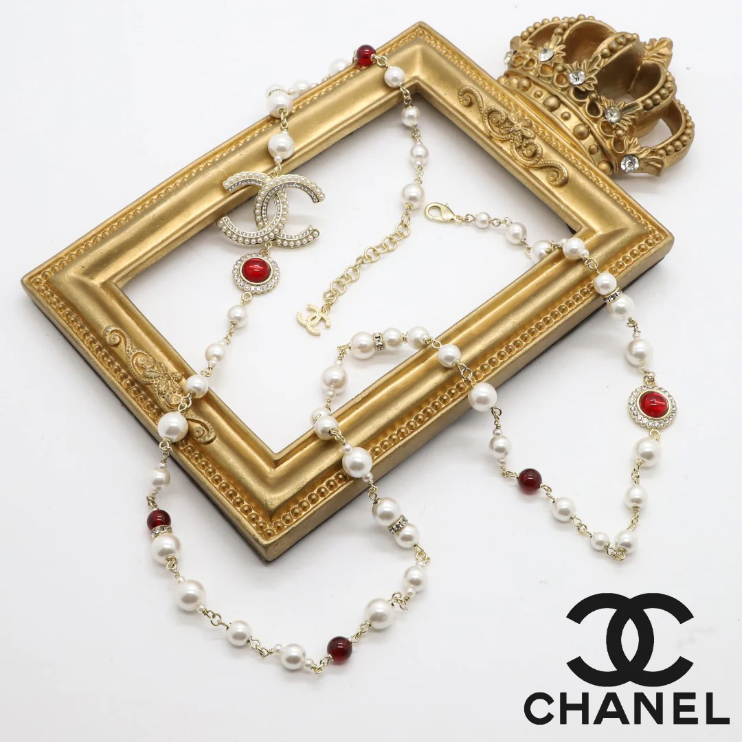 CCL026 High Quality CC Pearl Long Chain Necklace Pearl Sweater Chain - ccjewelryacc