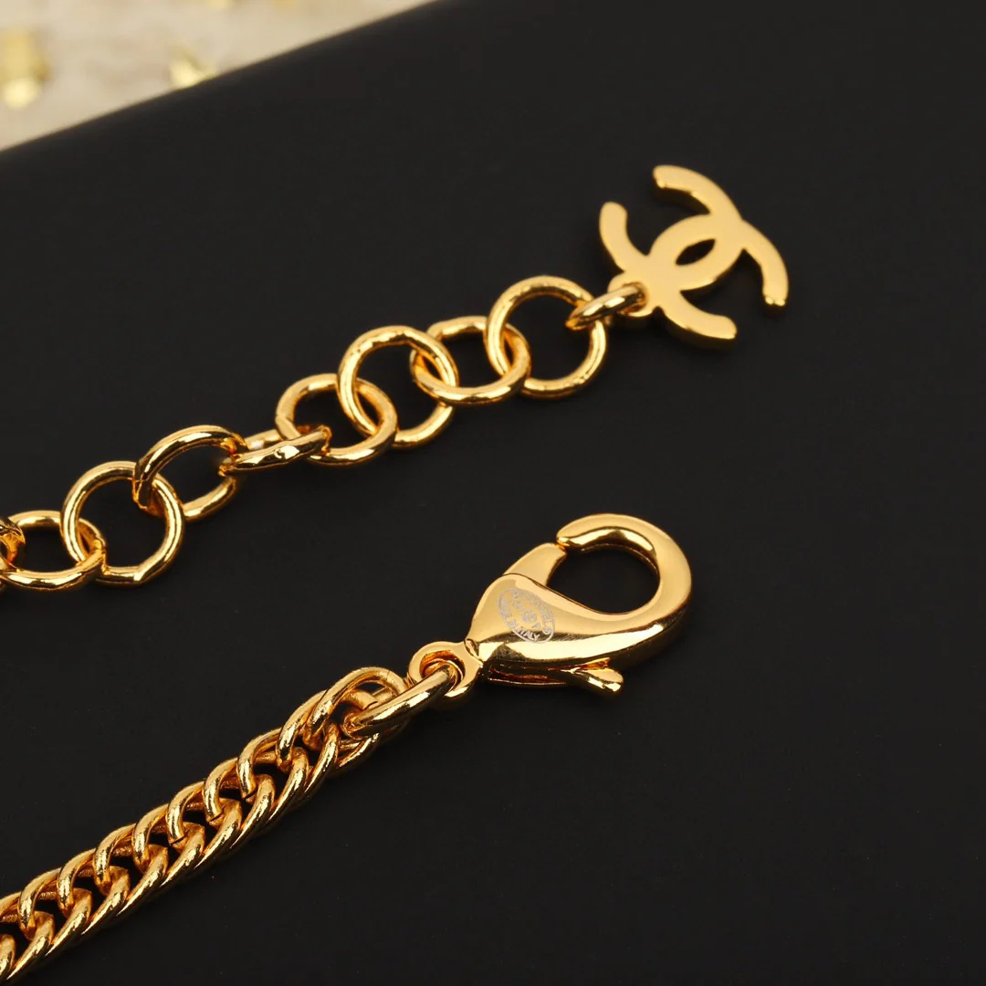 CCW040 24P CC Logo Denim Heart charm pearl Waist chain belt - ccjewelryacc