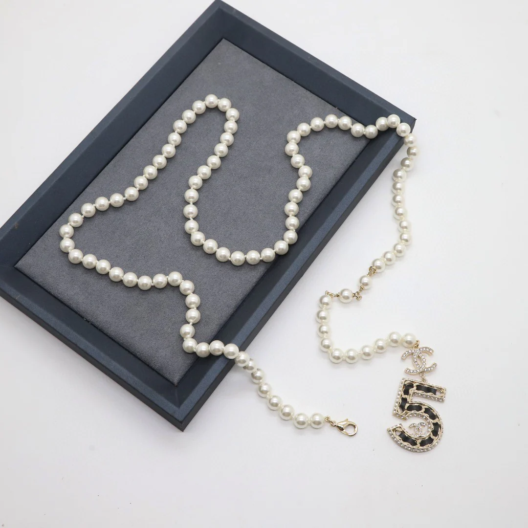 CCW033 No 5 CC  pearl Waist chain belt - ccjewelryacc