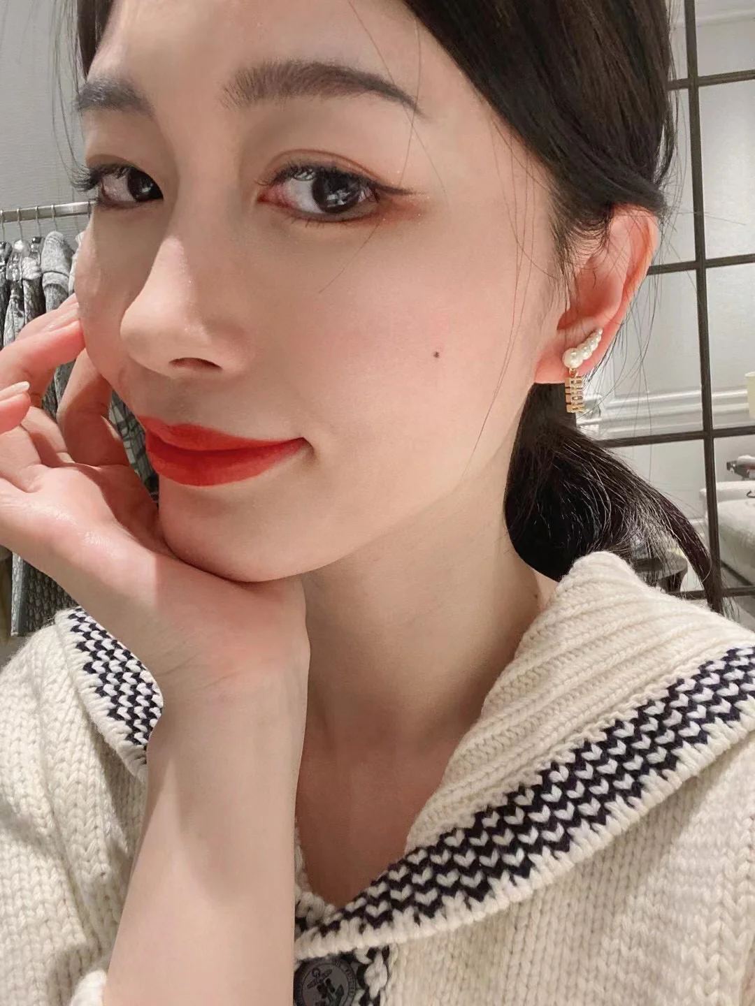 CDE229 CD Pearl earring with clip - ccjewelryacc