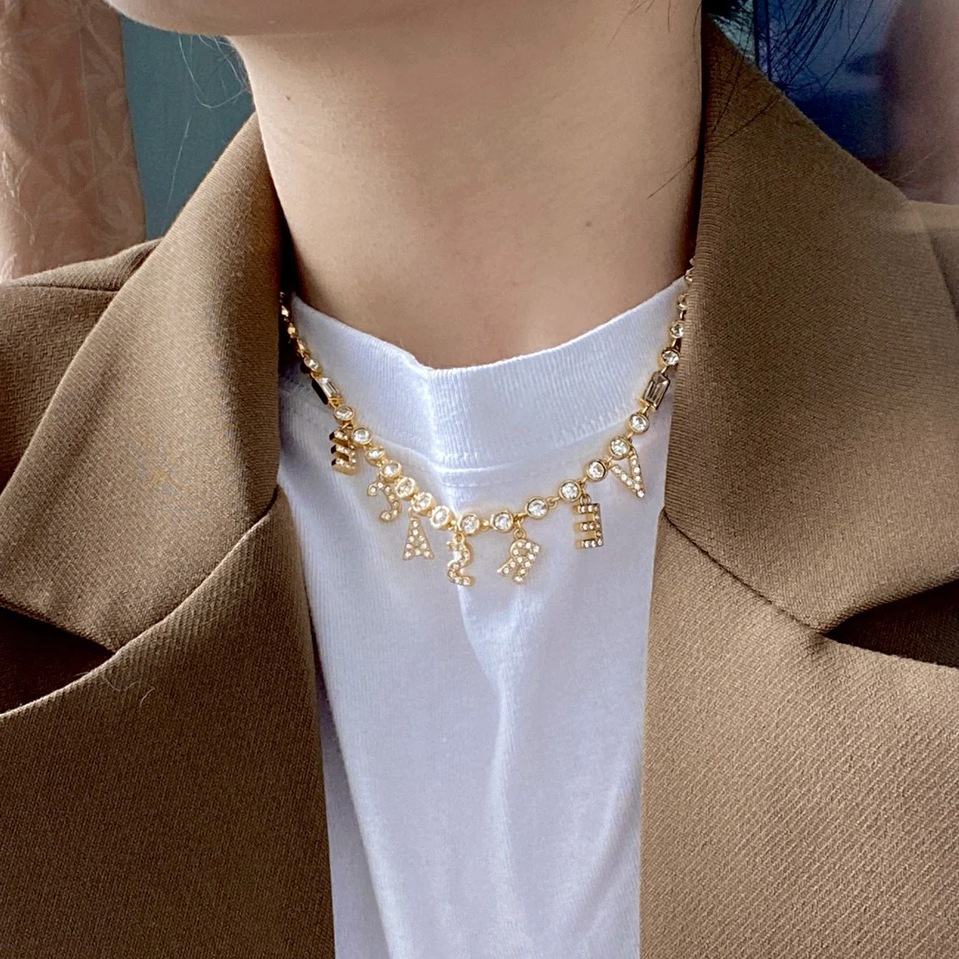 VSN017 Versace letters charm necklace and bracelet - ccjewelryacc