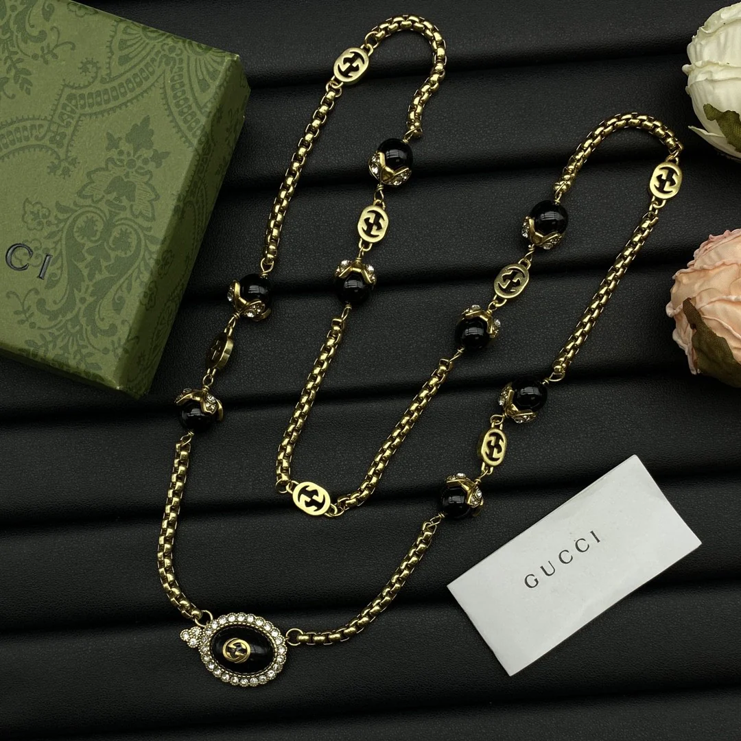 Top quality luxury designer women Pearl Sweater chain GGL003B - ccjewelryacc