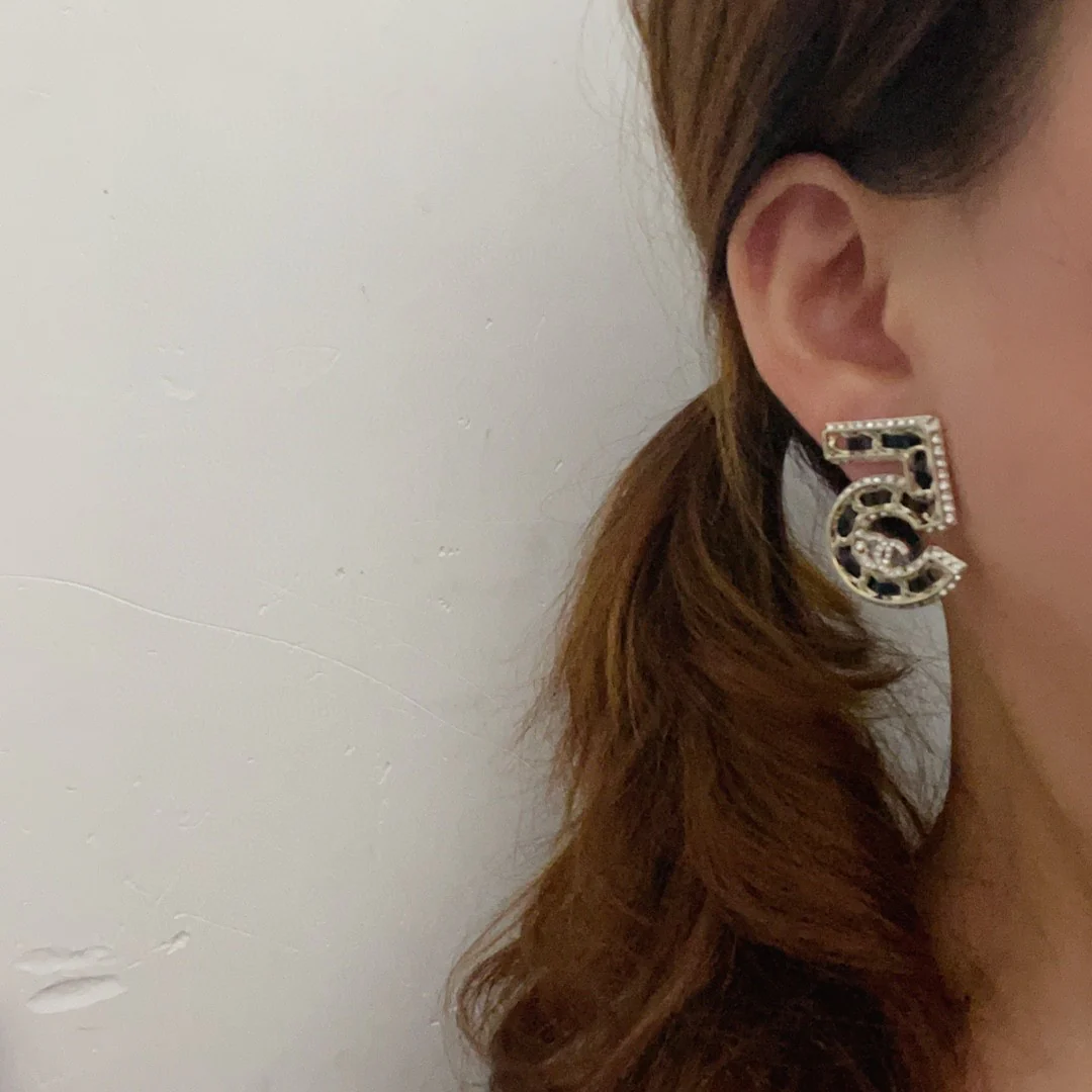 CCN013 Number 5 series cc jewelry set cc Stud earring, drop earring,cc Necklace, cc sweater chain, - ccjewelryacc