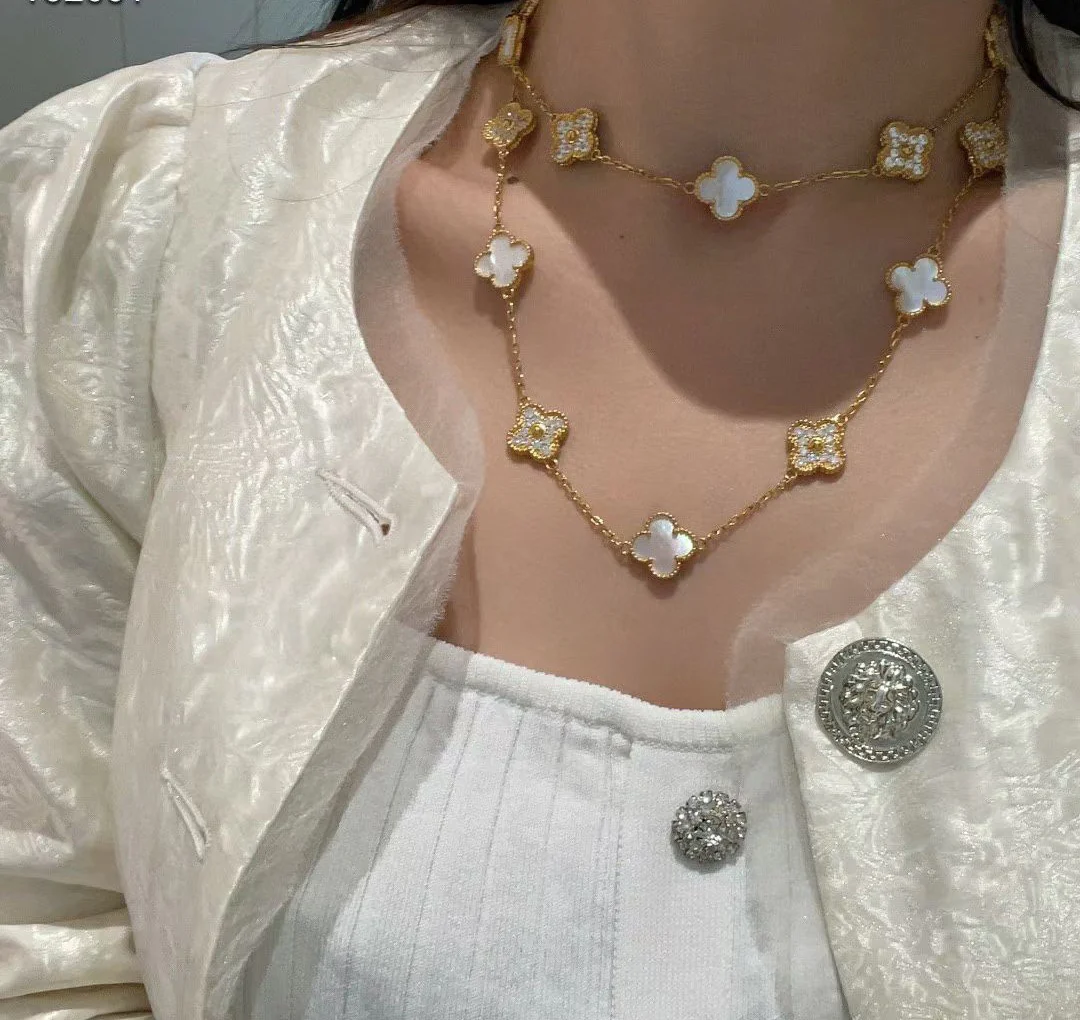 VCL007 High quality 20 clover Flower Long Sweater chain for women - ccjewelryacc