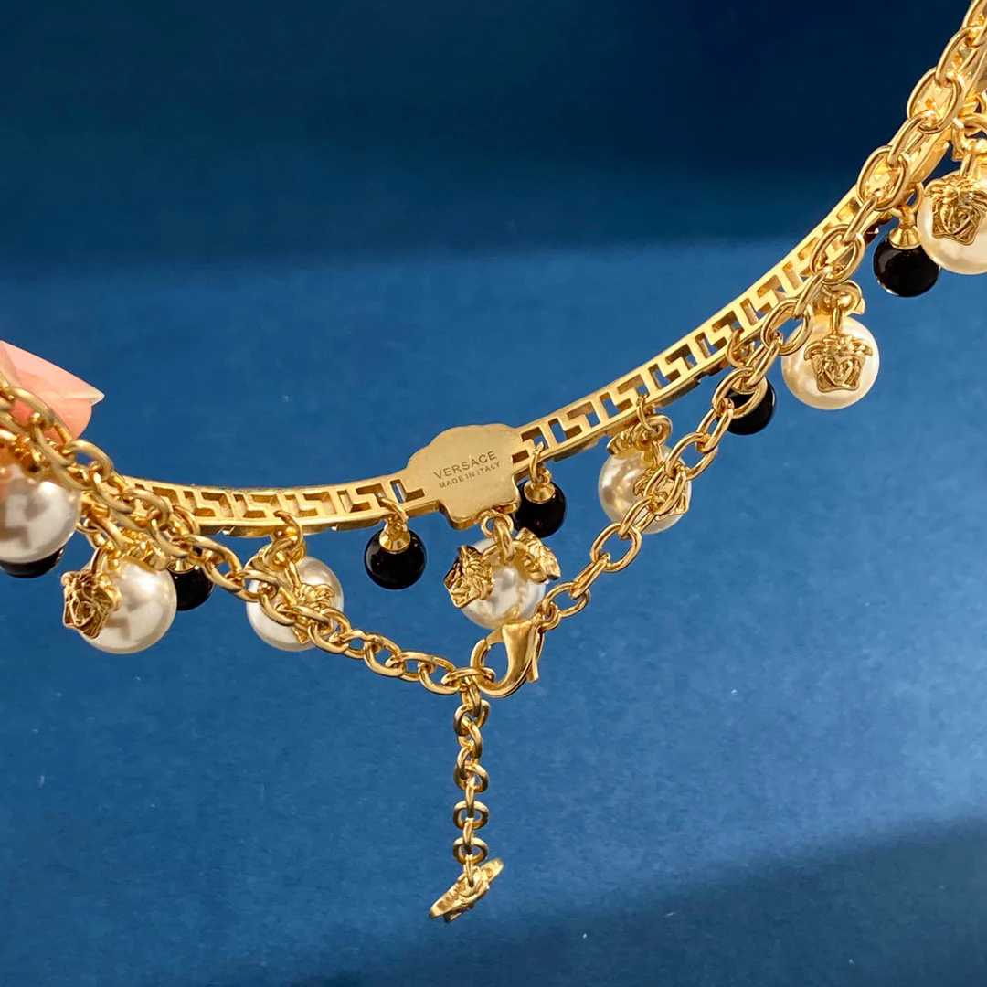 VSN016 Versace pearl choker necklace - ccjewelryacc