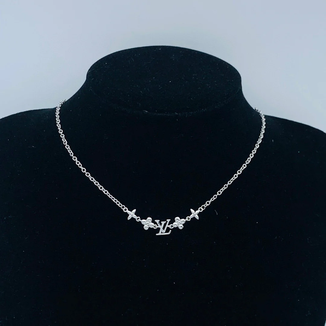 LVN068 Designer Monogram Blade Diamond Necklace For Men - ccjewelryacc